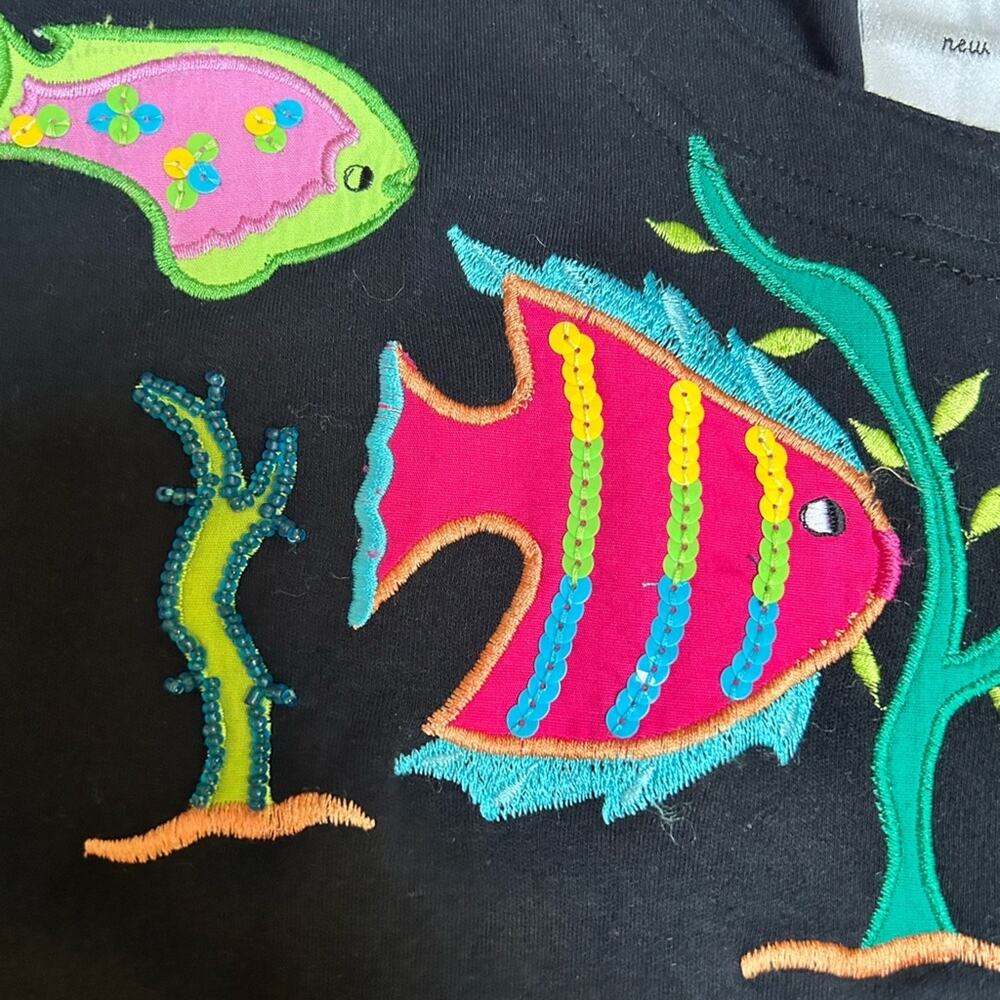 Michael Simon Sequin Fish Button Up Top Large - image 8